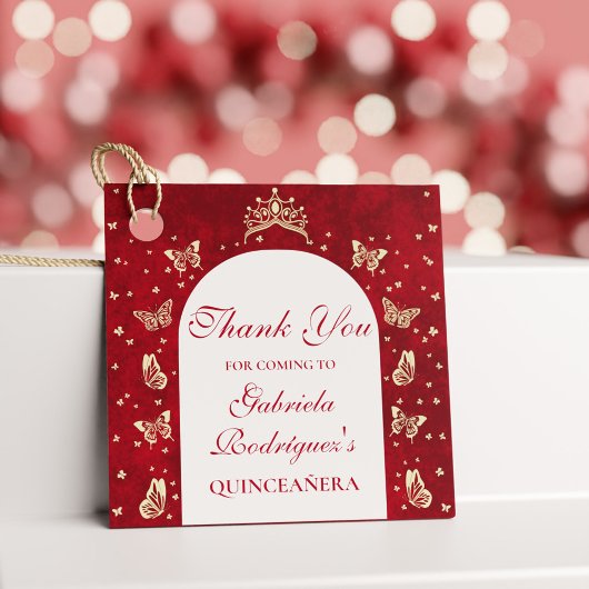 Gouden Rode Quinceañera Butterfly Tiara Mis Quince Bedankjes Labels