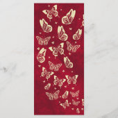 Gouden Rode Quinceanera Vlinder 15e Verjaardagsfee Menu (Achterkant)