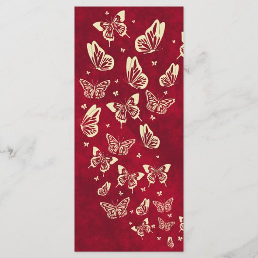 Gouden Rode Quinceanera Vlinder 15e Verjaardagsfee Menu (Achterkant)