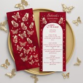 Gouden Rode Quinceanera Vlinder 15e Verjaardagsfee Menu