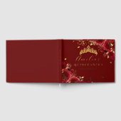 Gouden Rode Rose Bloemen Wervelkolk Quinceanera Gastenboek (Volledig)