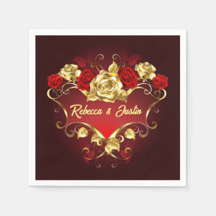 Gouden Rode Rozen Bloemachtige Moderne Boho Servet