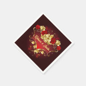 Gouden Rode Rozen Bloemachtige Moderne Boho Servet (Hoek)