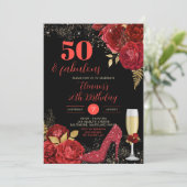 Gouden Rode Rozen Stiletto Hakken Volwassenen Verj Kaart (Staand voorkant)