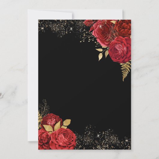 Gouden Rode Rozen Stiletto Hakken Volwassenen Verj Kaart (Achterkant)