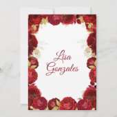 Gouden rode rozen Western Charra laarzen Quinceañe Kaart (Achterkant)