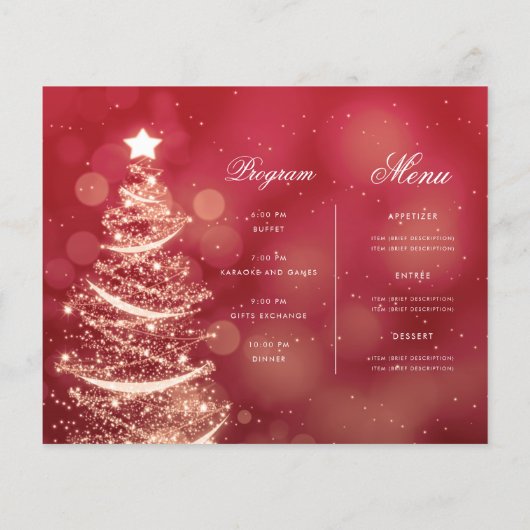 Gouden rode sprankelende Xmas Tree Nodig het menu (Achterkant)