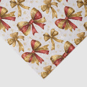 Gouden Rode Strikken Kerstmis Tissuepapier (Detail)