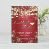 Gouden rode string lichten corporate Cocktail part Kaart (Staand voorkant)