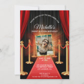 Gouden rode tapijt lief zestien film verjaardagsfe kaart (Voorkant)