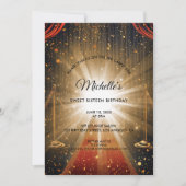 Gouden rode tapijt lief zestien stijlvolle verjaar kaart (Voorkant)