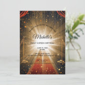 Gouden rode tapijt lief zestien stijlvolle verjaar kaart (Staand voorkant)