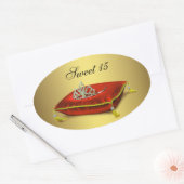Gouden Rode Tiara Party Favoriet Label Envelope Se (Envelop)