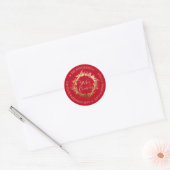 Gouden rode vrolijke kerst krans retour adres ronde sticker (Envelop)
