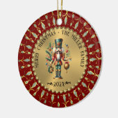 Gouden Rode Witte Diamanten Kerst Notenkraker Keramisch Ornament (Links)