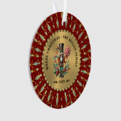 Gouden Rode Witte Diamanten Kerst Notenkraker Ornament (voorkant)