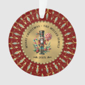 Gouden Rode Witte Diamanten Kerst Notenkraker Ornament (voorkant)