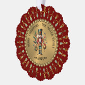 Gouden Rode Witte Diamanten Kerst Notenkraker Ornament Kaart (Links)