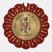 Gouden Rode Witte Diamanten Kerst Notenkraker Ornament Kaart (Voorkant)