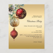 Gouden rode zakelijke kerstfeest uitnodiging (Voorkant)