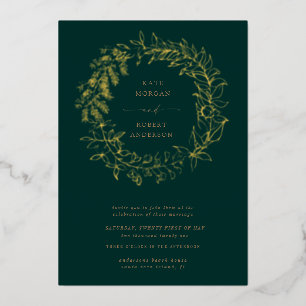 gouden roemeense bruidebruine bruiloft folie uitnodiging