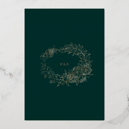 gouden roemeense bruidebruine bruiloft folie uitnodiging (Achterkant)