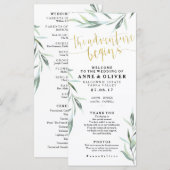 Gouden Roestige Eucalyptus Trouwprogramma Programmakaart (Voorkant / Achterkant)