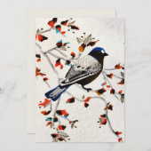Gouden roestige sneeuwvlok winter vogel feestdagenkaart (Voorkant / Achterkant)