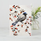 Gouden roestige sneeuwvlok winter vogel feestdagenkaart (Staand voorkant)