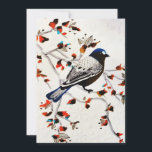 Gouden roestige sneeuwvlok winter vogel feestdagenkaart<br><div class="desc">De winter is een bos binnengeleid. Een vogel zit op een tak en onderzoekt nieuwsgierig zijn winteromgeving.</div>