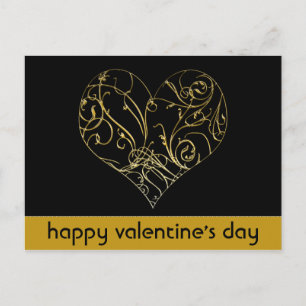 Gouden Rol Hart Elegante Valentijnsdag Postkaart Feestdagenkaart