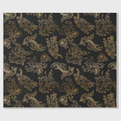 Gouden rollen | Faux zwart marmer Cadeaupapier (Vlak)