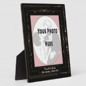 Gouden rollen op zwart w / roze mat - gepersonalis fotoplaat (Zijkant)