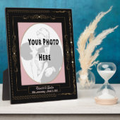 Gouden rollen op zwart w / roze mat - gepersonalis fotoplaat (Zijkant)