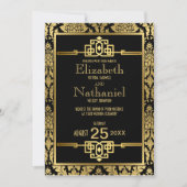 Gouden Romance jaren '20 Art Deco bruiloft uitnodi Kaart (Voorkant)
