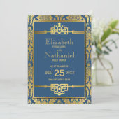 Gouden Romance jaren '20 Art Deco Save the Date (Staand voorkant)