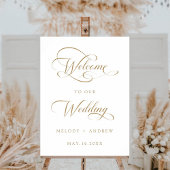 Gouden Romantisch Swirly Script Huwelijk Welkom Te Poster