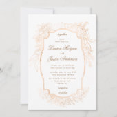 gouden romantische bloemetjes traditionele bruilof kaart (Voorkant)