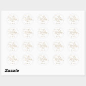 Gouden Romantische Classy Calligraphy Wedding Ronde Sticker (Vel)