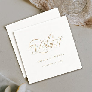Gouden Romantische Classy Calligraphy Wedding Servet