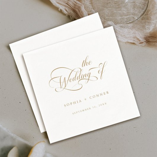 Gouden Romantische Classy Calligraphy Wedding Servet