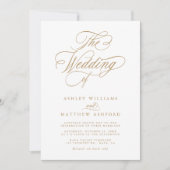 Gouden romantische kalligrafie Alles in één bruilo Kaart (Voorkant)