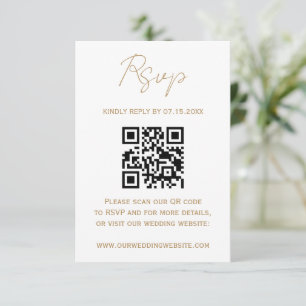 Gouden Romantische Kalligrafie Huwelijk QR Code RS RSVP Kaartje
