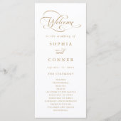 Gouden romantische kalligrafie huwelijksceremonie programmakaart (Voorkant)