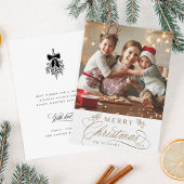 Gouden Romantische Kalligrafie Kerstfoto Flat Feestdagenkaart