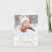 Gouden Romantische Kalligrafie Kerstfoto Gevouwen Feestdagen Kaart (Voorkant)