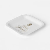 Gouden Romantische Kalligrafie Vrolijk Kerstfeest Papieren Bordje (Gebogen)