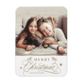 Gouden Romantische Kalligrafie Vrolijke Kerstfoto Magneet (Verticaal)