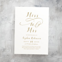 Gouden romantische Miss to Mrs-script bruidsdouche