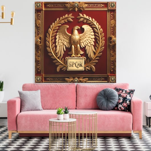 Gouden Romeinse keizerarend boven rood nr. 4 Canvas Afdruk (Insitu (Woonkamer))